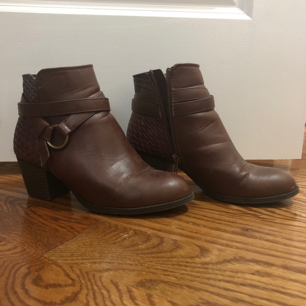 Brown Pleather Booties